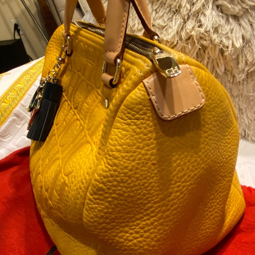 Gently Used Carolina Herrera Monogram Leather Andy Boston Bag